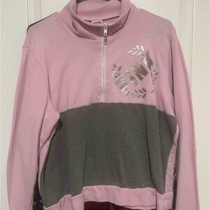 PINK Victoria's Secret Pink and Gray 1/2 zip